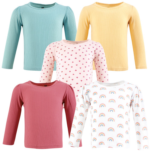Hudson Baby Thermal Long Sleeve Tees 5pk, Creative Rainbows
