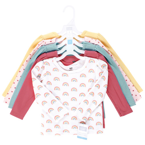 Hudson Baby Thermal Long Sleeve Tees 5pk, Creative Rainbows