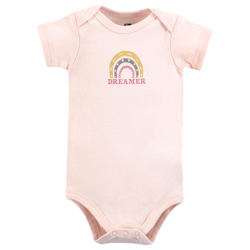 Hudson Baby Cotton Bodysuits 3-Pack, Dreamer Rainbow