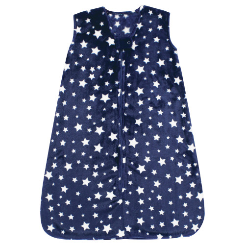 Hudson Baby Plush Sleeping Bag, Sack, Blanket, Navy Stars Sleeveless