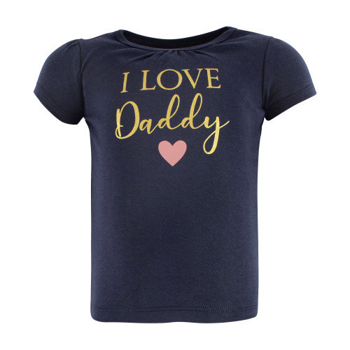 Hudson Baby Short Sleeve T-Shirts, Girl Daddy Pink Navy