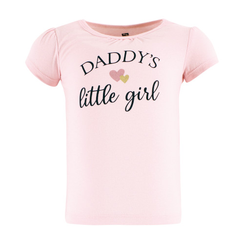 Hudson Baby Short Sleeve T-Shirts, Girl Daddy Pink Navy