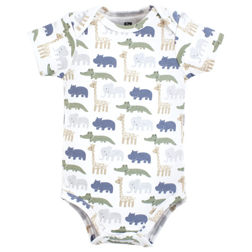 Hudson Baby Cotton Bodysuits 3-Pack, Wild Leaf Safari