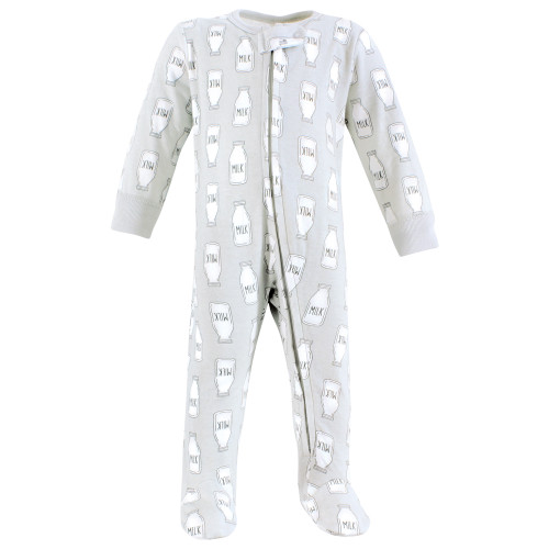 Hudson Baby Cotton Sleep and Play, Mint Gray Milk And Cookies