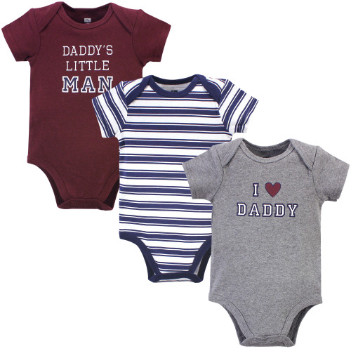 Hudson Baby Cotton Bodysuits 3-Pack, Boy Daddy