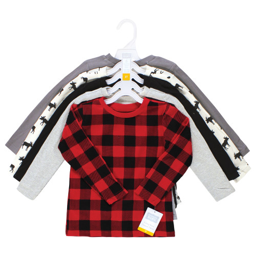 Hudson Baby Thermal Long Sleeve Tees 5pk, Buffalo Plaid Moose