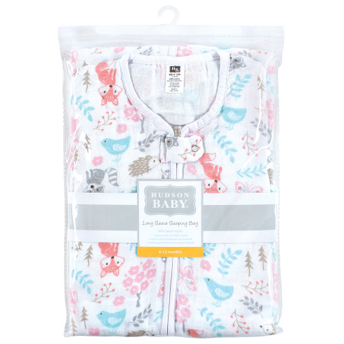 Hudson Baby Long Sleeve Muslin Sleeping Bag, Wearable Blanket, Sleep Sack, Woodland Fox