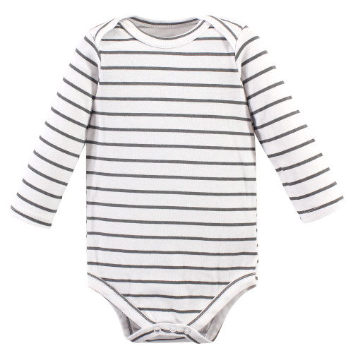 Hudson Baby Cotton Long-Sleeve Bodysuits 5-Pack, Gray Penguin