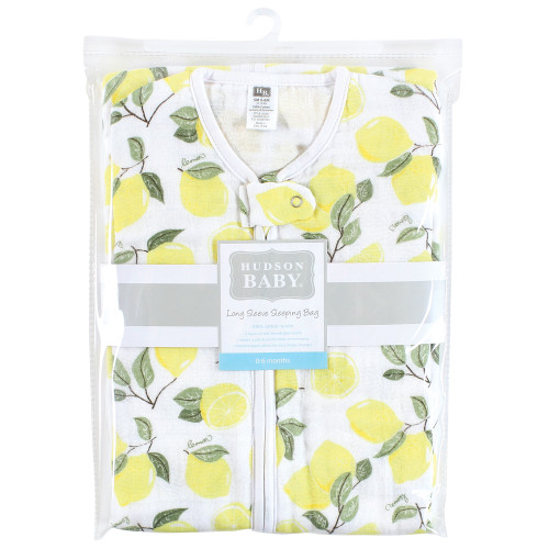 Hudson Baby Long Sleeve Muslin Sleeping Bag, Wearable Blanket, Sleep Sack, Lemons