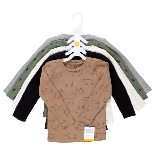 Hudson Baby Thermal Long Sleeve Tees 5pk, Bear Tree