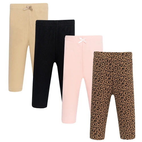 Hudson Baby Unisex Baby Cotton Pants and Leggings 4-Pack, Cheetah Cutie