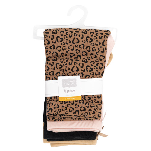 Hudson Baby Unisex Baby Cotton Pants and Leggings 4-Pack, Cheetah Cutie