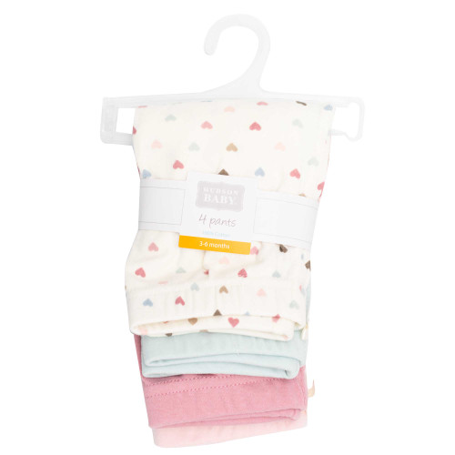 Hudson Baby Unisex Baby Cotton Pants and Leggings 4-Pack, Soft Confetti Heart
