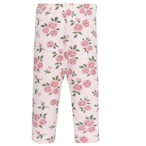 Hudson Baby Infant Girls Cotton Pants and Leggings 4-Pack, Blush Rose Black Bow