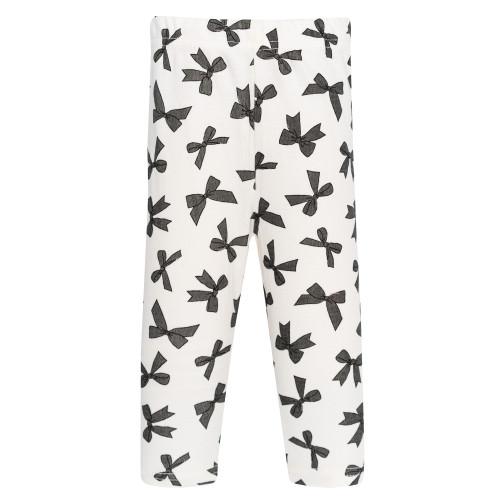 Hudson Baby Infant Girls Cotton Pants and Leggings 4-Pack, Blush Rose Black Bow