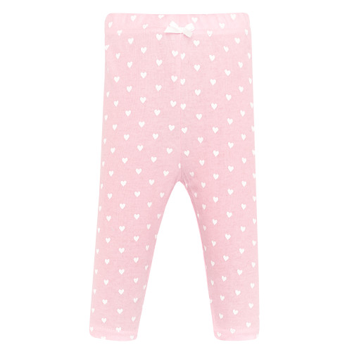 Hudson Baby Infant Girls Cotton Pants and Leggings 4-Pack, White Hearts