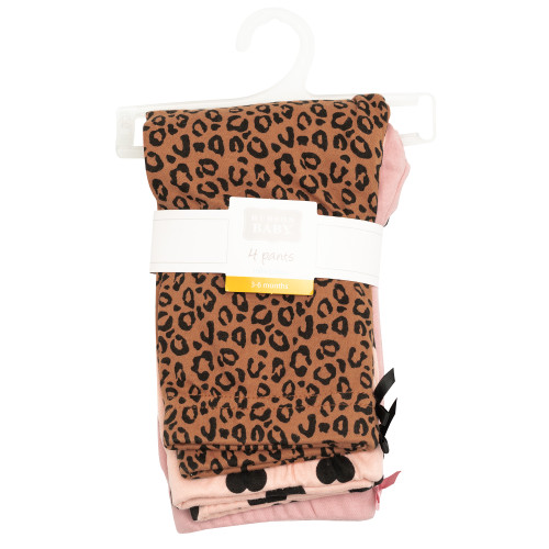 Hudson Baby Infant Girls Cotton Pants and Leggings 4-Pack, Leopard And Hearts