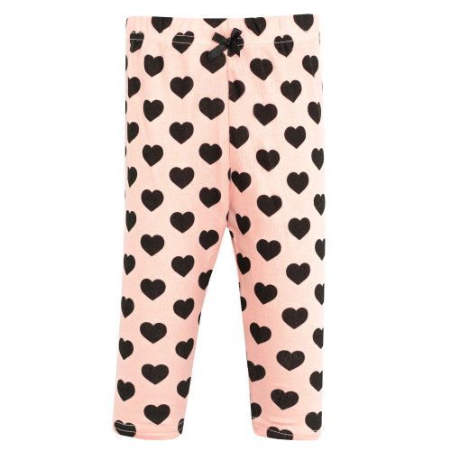 Hudson Baby Infant Girls Cotton Pants and Leggings 4-Pack, Leopard And Hearts