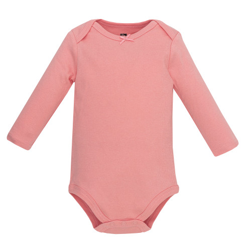 Hudson Baby Infant Girls Cotton Long-Sleeve Bodysuits 5-Pack, Pink Teddy Bear