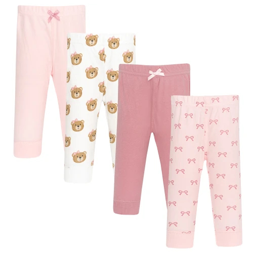 Hudson Baby Unisex Baby Cotton Pants and Leggings 4-Pack, Loved Teddy Bear