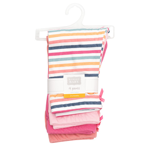 Hudson Baby Infant Girls Cotton Pants and Leggings 4-Pack, Sunshine