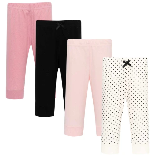 Hudson Baby Unisex Baby Cotton Pants and Leggings 4-Pack, Bonjour Bebe