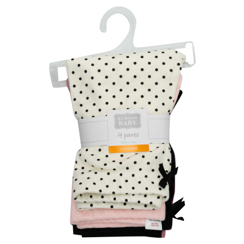 Hudson Baby Unisex Baby Cotton Pants and Leggings 4-Pack, Bonjour Bebe