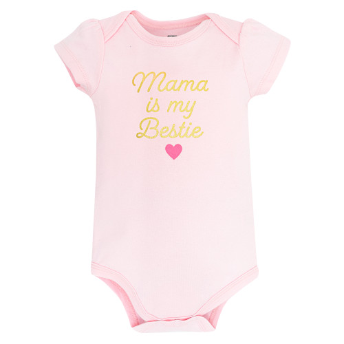 Hudson Baby Infant Girls Cotton Bodysuits 5-Pack, Mama Floral