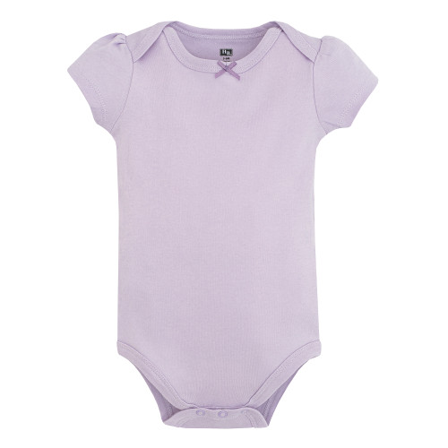 Hudson Baby Infant Girls Cotton Bodysuits 5-Pack, Pink Purple Roses