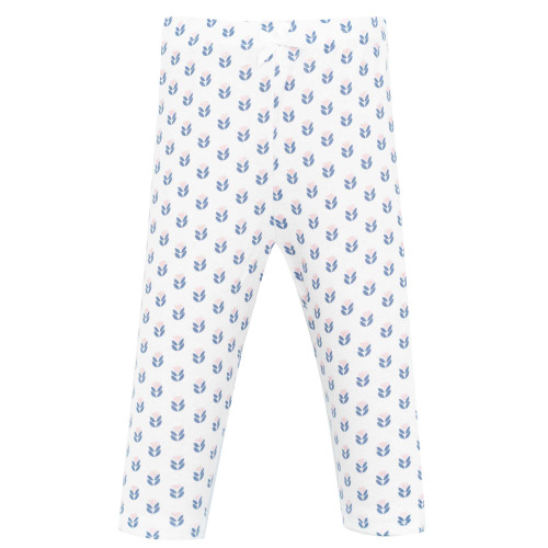Hudson Baby Unisex Baby Cotton Pants and Leggings 4-Pack, Blue Pink Modern Floral