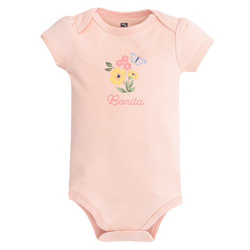Hudson Baby Infant Girls Cotton Bodysuits 5-Pack, Soft Butterfly Floral Bonita