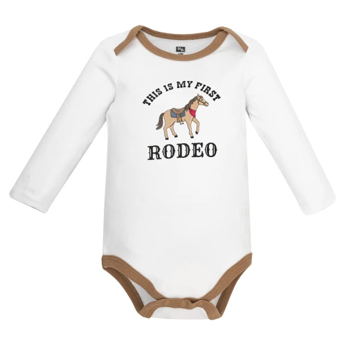 Hudson Baby Infant Boys Cotton Long-Sleeve Bodysuits 5-Pack, First Rodeo