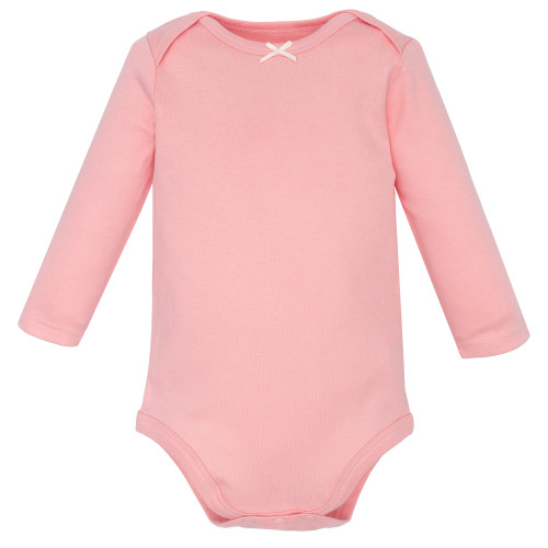 Hudson Baby Infant Girls Cotton Long-Sleeve Bodysuits 5-Pack, Pink Taupe Bear