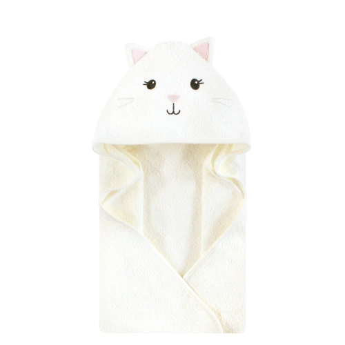 Hudson Baby Unisex Baby Cotton Poly Animal Face Hooded Towel, Pretty Kitty