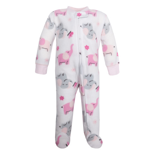 Hudson Baby Infant Girls Fleece Sleep and Play 2-Pack, Elephant Butterfly