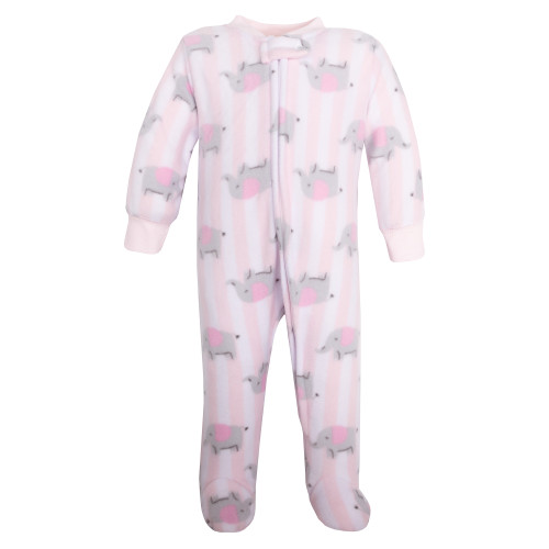 Hudson Baby Infant Girls Fleece Sleep and Play 2-Pack, Elephant Butterfly