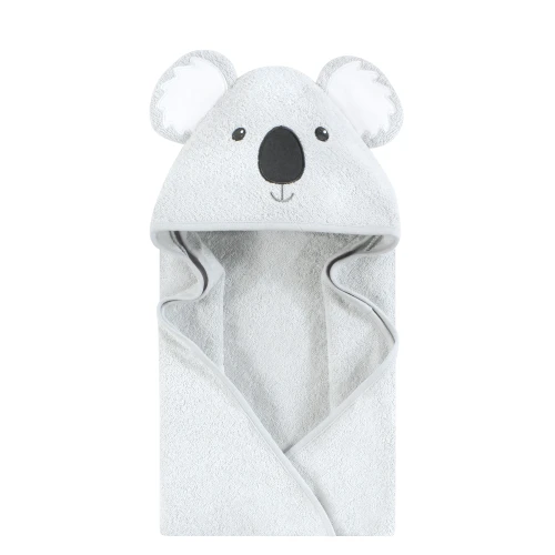 Hudson Baby Unisex Baby Cotton Poly Animal Face Hooded Towel, Classic Koala