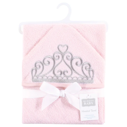 Hudson Baby Unisex Baby Cotton Poly Animal Face Hooded Towel, Princess Tiara