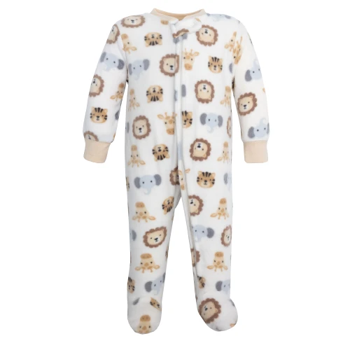 Hudson Baby Infant Boys Fleece Sleep and Play 2-Pack, Happy Little One Safari