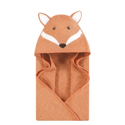 Hudson Baby Unisex Baby Cotton Poly Animal Face Hooded Towel, Classic Fox