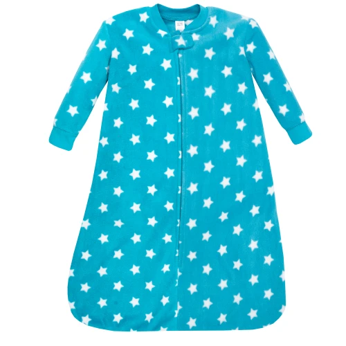 Hudson Baby Infant Boys Long-Sleeve Fleece Sleeping Bag, Teal Stars