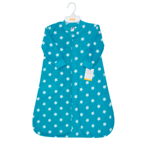 Hudson Baby Infant Boys Long-Sleeve Fleece Sleeping Bag, Teal Stars