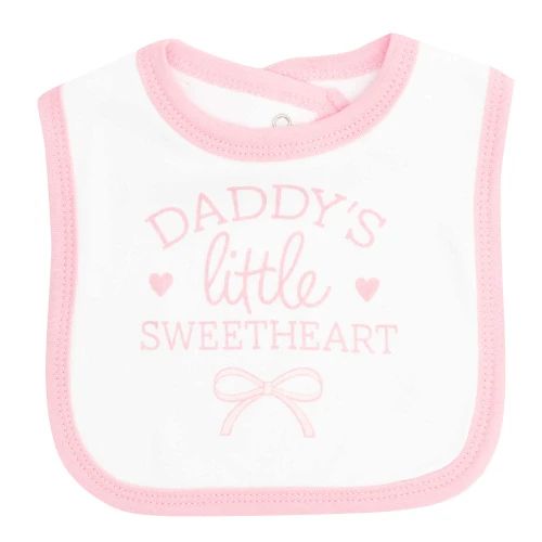 Hudson Baby Unisex Baby Cotton Bodysuit, Pant and Bib Set, Daddys Sweetheart Floral