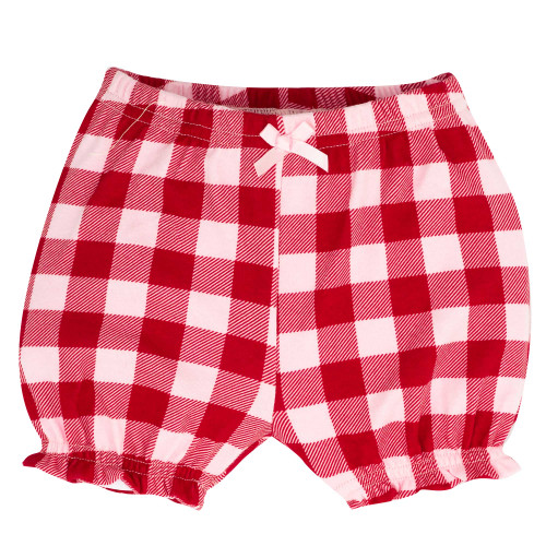 Hudson Baby Unisex Baby Cotton Bodysuit, Shorts and Shoe Set, Plaid Strawberry
