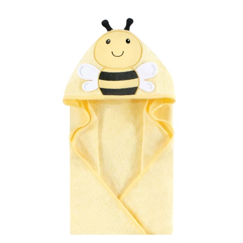 Hudson Baby Unisex Baby Cotton Poly Animal Face Hooded Towel, Sweet Bee