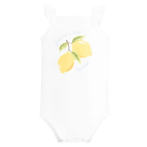 Hudson Baby Unisex Baby Cotton Bodysuit, Shorts and Shoe Set, Lt Blue Lemon Squeeze