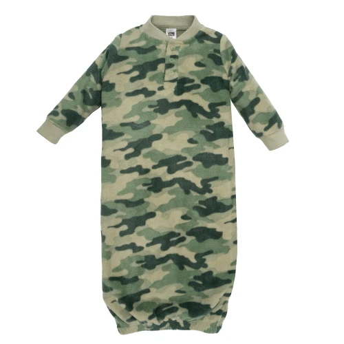 Hudson Baby Infant Boys Fleece Gowns 2-Pack, Brown Bear Camo