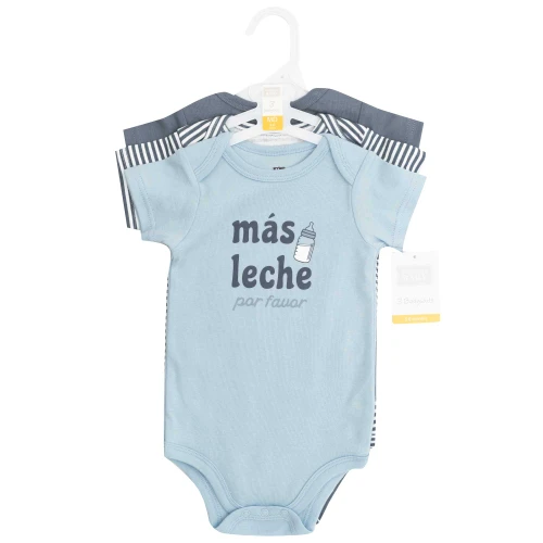 Hudson Baby Infant Boys Cotton Bodysuits 3-Pack, Mas Leche