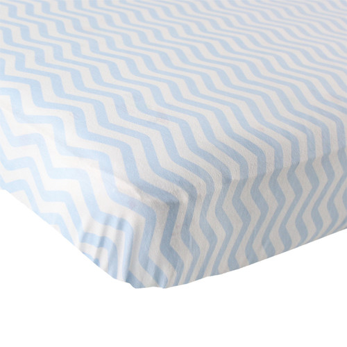 Luvable Friends Boy Fitted Knit Crib Sheet, Blue Chevron