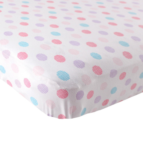 Luvable Friends Girl Fitted Knit Crib Sheet, Pink Crosshatch Dot